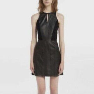 Maje Devoir Black Suede Leather Mini Dress